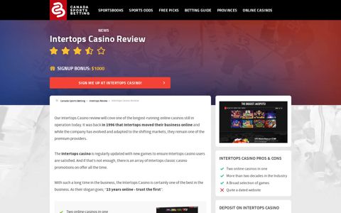 Intertops Casino Review | Up to $1000 Casino SignUp Bonus