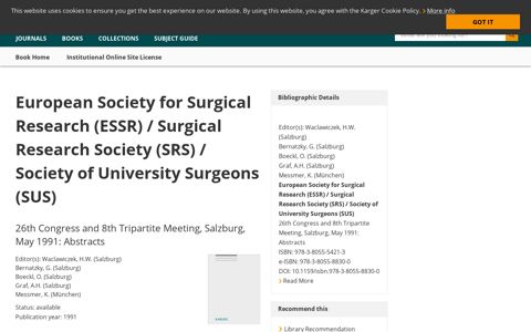 European Society for Surgical Research (ESSR) / Surgical ...
