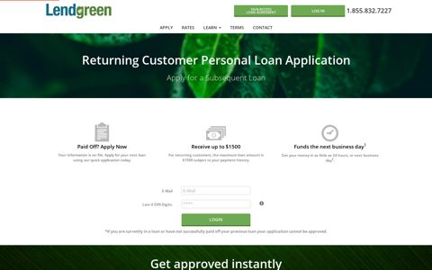 Returning Customer Personal Loan Application - Lendgreen
