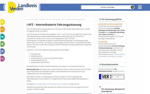i-KFZ - Internetbasierte Fahrzeugzulassung | Landkreis Verden