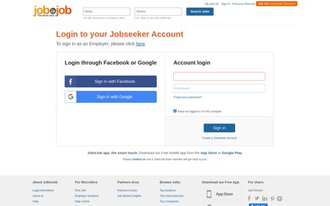 Login to your Jobseeker Account - JobisJob