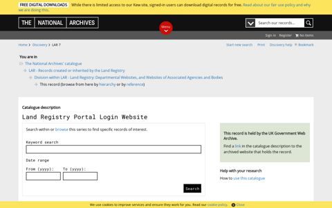Land Registry Portal Login Website | The National Archives
