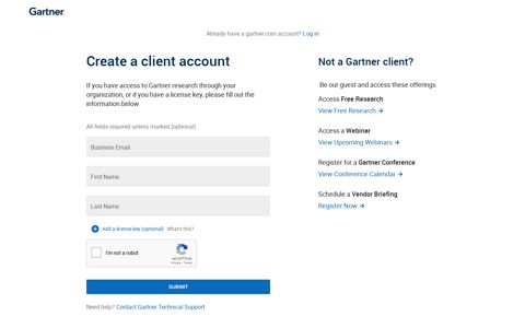 Create a Gartner Account