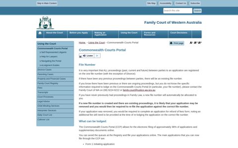 Commonwealth Courts Portal - Family Court of Western ...