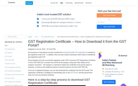 GST Registration Certificate - How to Download it from the ...
