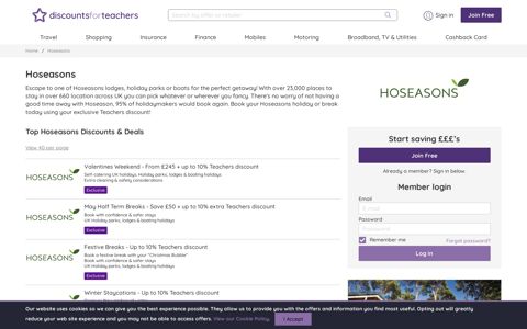 Hoseasons - Discounts For Teachers