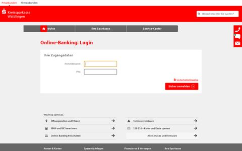 Online-Banking: Login - Kreissparkasse Waiblingen