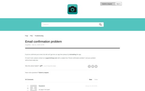 Email confirmation problem – Foap