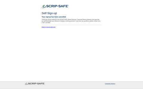 Self Sign-up &ndash; eScrip-Safe