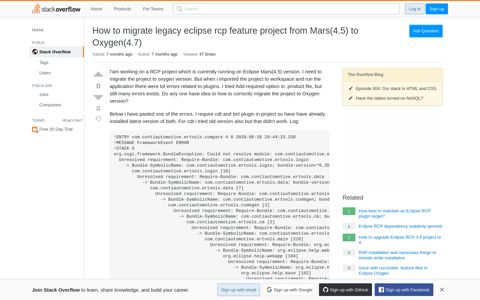 How to migrate legacy eclipse rcp feature project from Mars(4.5)