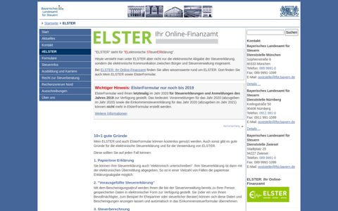 Bayerisches Landesamt für Steuern: ELSTER - Finanzämter in ...