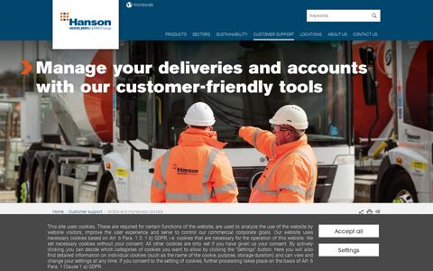 Customer portal | Hanson UK