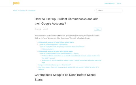 How do I set up Student Chromebooks and add their Google ...