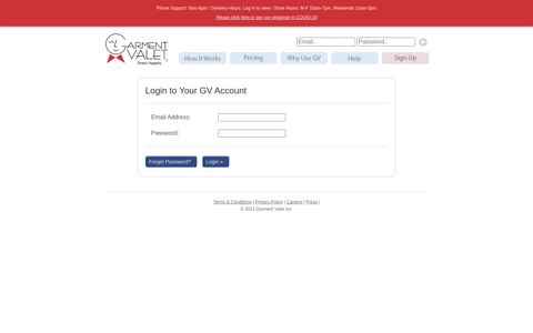 Login to Your GV Account - Garment Valet