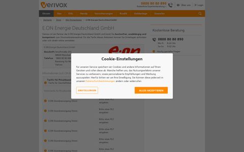 E.ON: Strompreise im Überblick - Verivox