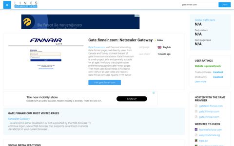 Visit Gate.finnair.com - Netscaler Gateway.