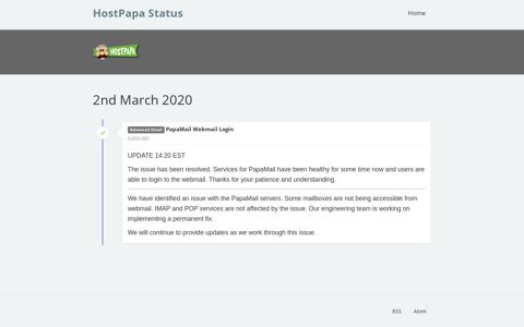 PapaMail Webmail Login - HostPapa Status