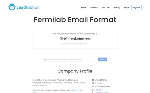 Fermilab Email Format and Contact Info - LeadGibbon