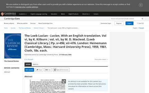The Loeb Lucian - Cambridge University Press