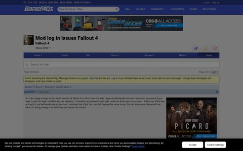 Mod log in issues Fallout 4 - Fallout 4 - GameFAQs - GameSpot
