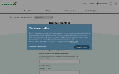 Online Check-in - EVA Air | Global (English)