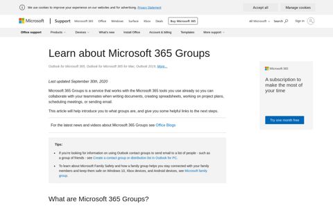 Learn about Microsoft 365 Groups - Office Support