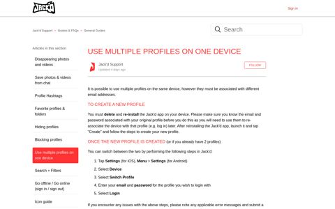 Use multiple profiles on one device – Jack'd Support