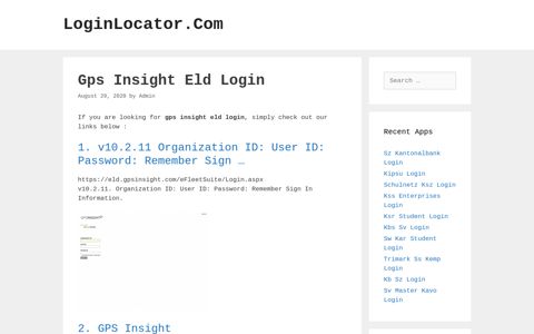 Gps Insight Eld Login - LoginLocator.Com