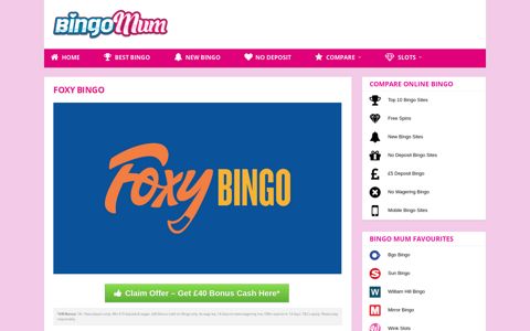 Foxy Bingo | You Have £40 Bonus Cash Here - Bingo Mum