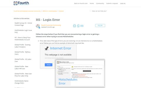 HS - Login Error – Fourth & HotSchedules Customer Community