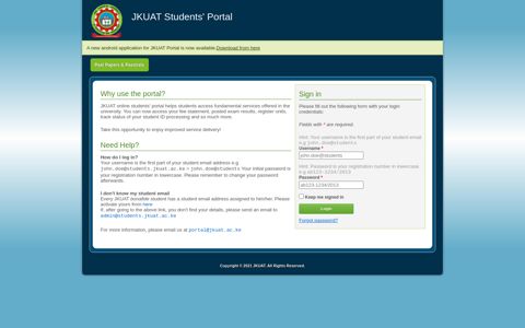JKUAT Students' Portal - Login
