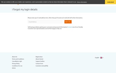 Forgotten password - Usenet.nl