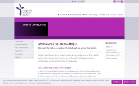 Infos für Lehrbeauftragte | Evangelische Hochschule Nürnberg