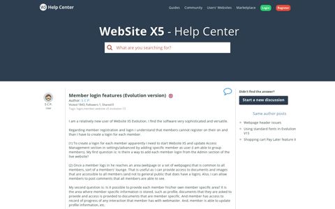 Member login features (Evolution ... - WebSite X5 Help Center