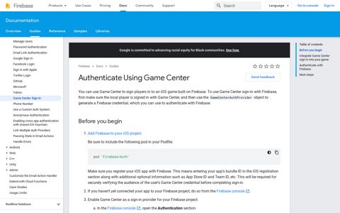 Authenticate Using Game Center | Firebase