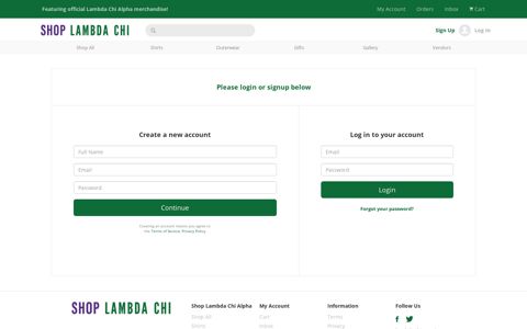 Login to your Account - Shop Lambda Chi