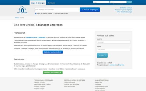 Login - Manager Empregos