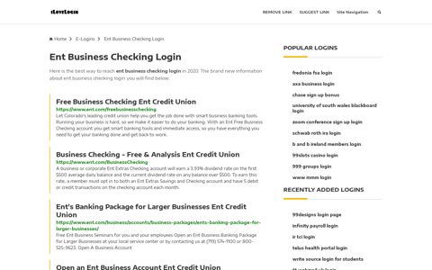 Ent Business Checking Login ❤️ One Click Access - iLoveLogin