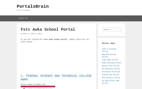 Fstc Awka School Portal - PortalsBrain - Portal Database