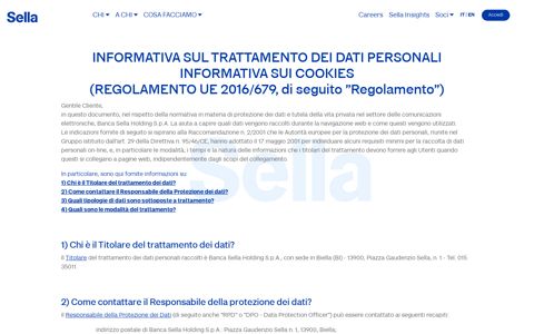 Banca Sella Holding S.p.A. - Privacy