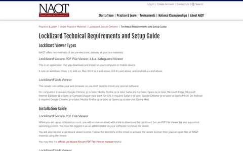 Locklizard Technical Requirements and Setup Guide - NAQT