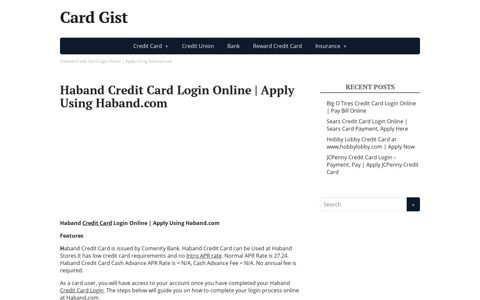 Haband Credit Card Login Online | Apply Using Haband.com ...
