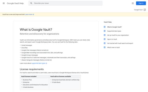 What is Google Vault? - Google Vault Help - Google Support