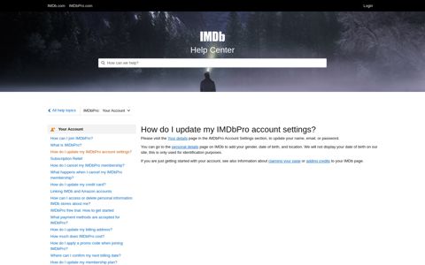 How do I update my IMDbPro account settings? - IMDb | Help