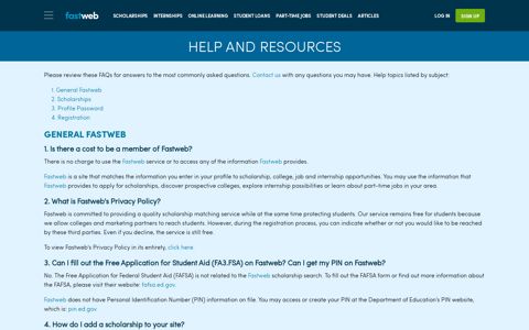 Get Help & Resources on Fastweb | Fastweb