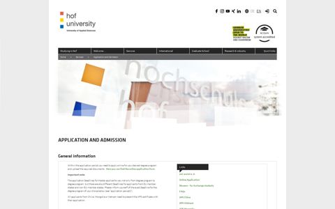 Application and Admission - Hof University of Applied Sciences