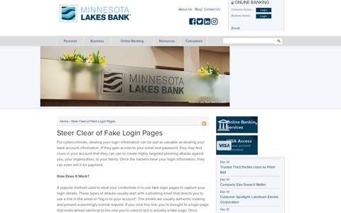 Steer Clear of Fake Login Pages | Minnesota Lakes Bank