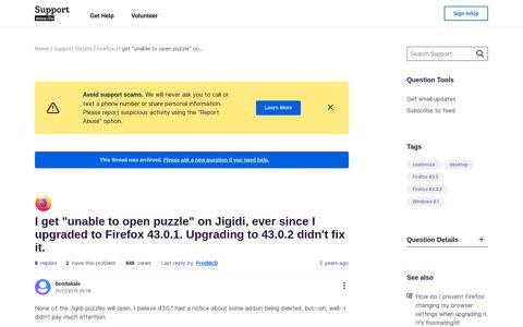 I get "unable to open puzzle" on Jigidi, ever since I upgraded ...
