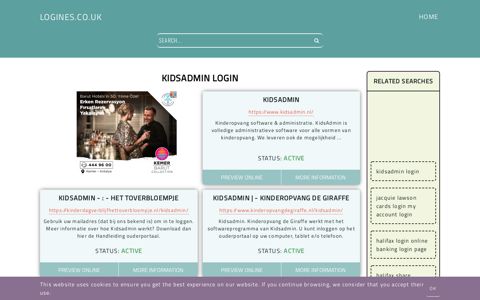 kidsadmin login - General Information about Login - Logines.co.uk