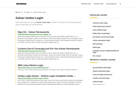 Kaiser Inotes Login ❤️ One Click Access - iLoveLogin